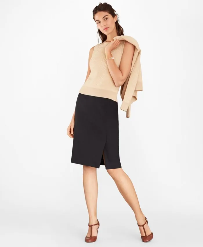 Brooks Brothers Sweaters WoolLinen ChevronKnit Shell Sahara 8211 Women Brooks Brothers Sweaters WoolLinen ChevronKnit Shell Sahara 8211 Women