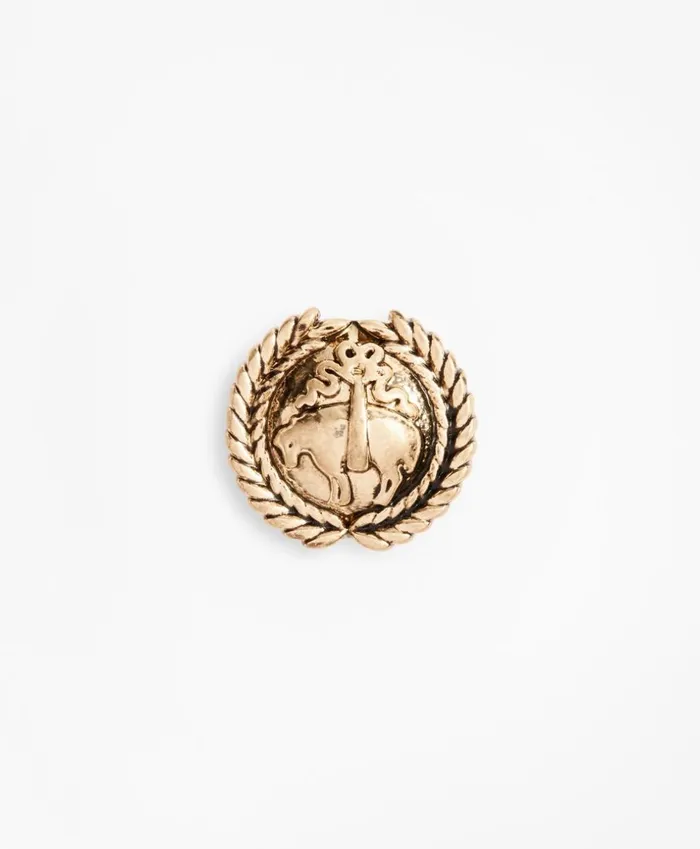 Brooks Brothers Tie and Collar Accessories GoldTone Laurel Crest Lapel Pin Gold 8211 Men