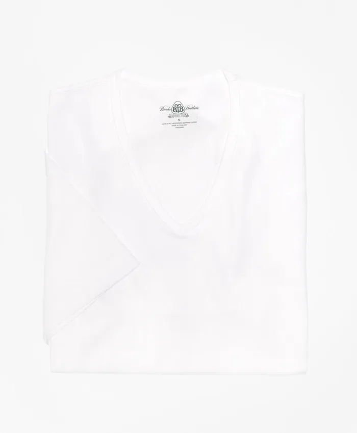 Brooks Brothers Underwear and Socks Country Club Mercerized Cotton VNeck White 8211 Men