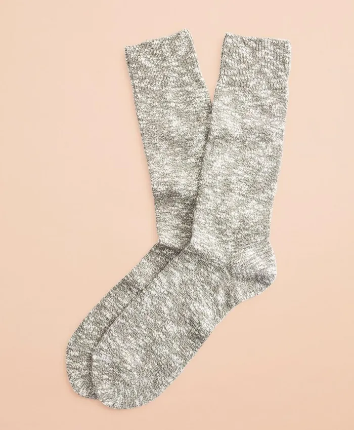 Brooks Brothers Underwear and Socks Marled Cotton Stretch Crew Socks Ivy Green 8211 Men