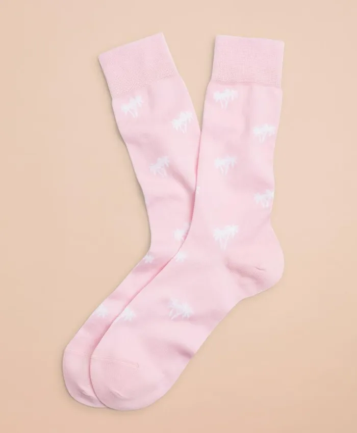 Brooks Brothers Underwear and Socks Palm Tree Crew Socks Pink 8211 Men