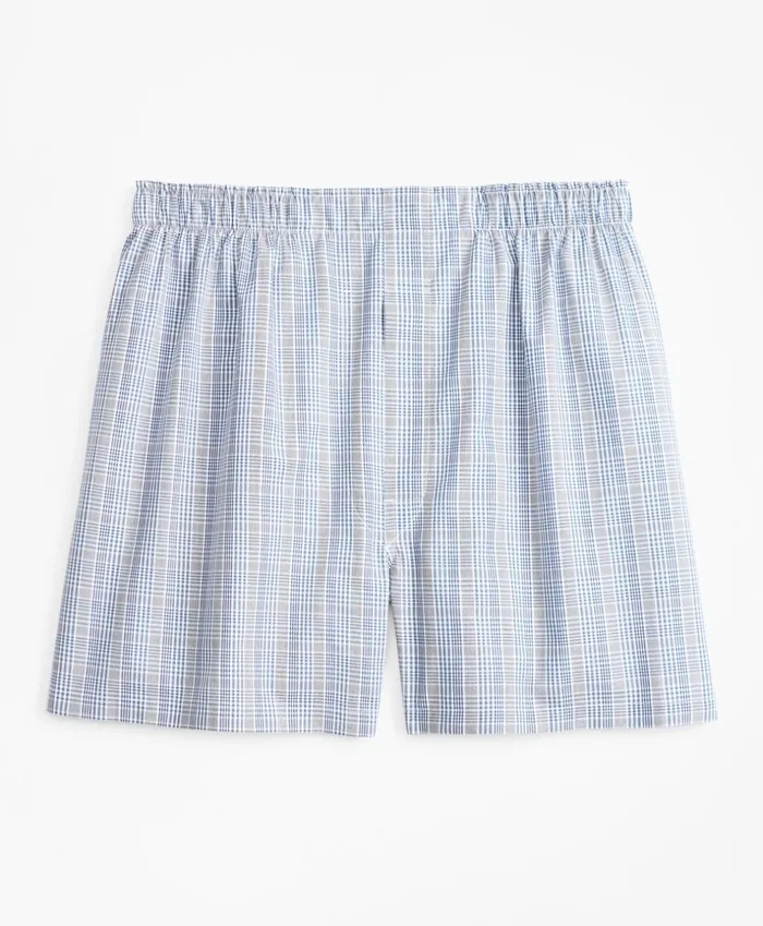 Brooks Brothers Underwear and Socks Traditional Fit Plaid Boxers Blue 8211 Men