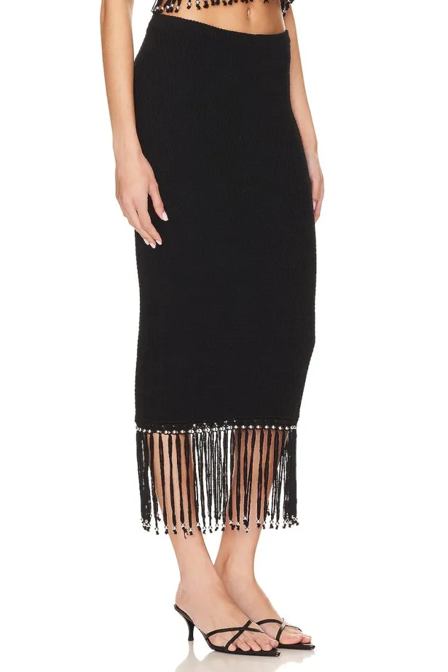 Bryony Fringe Skirt Black Women Lovers and Friends Skirts