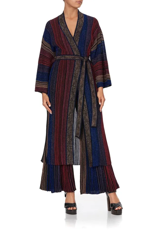 Camilla Knitwear Women Metallic Knit Cardi With Tie Folk River