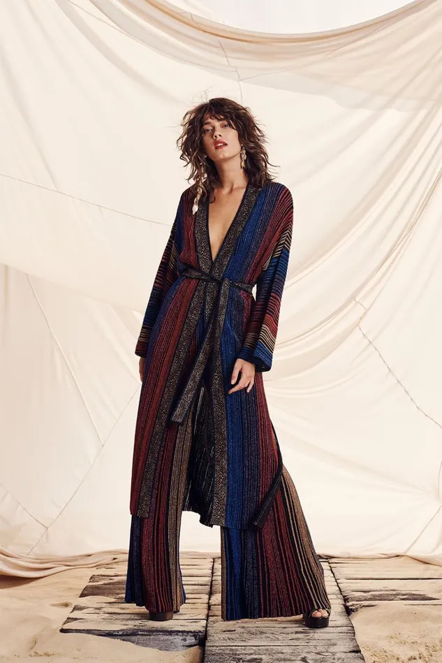 Camilla Knitwear Women Metallic Knit Cardi With Tie Folk River