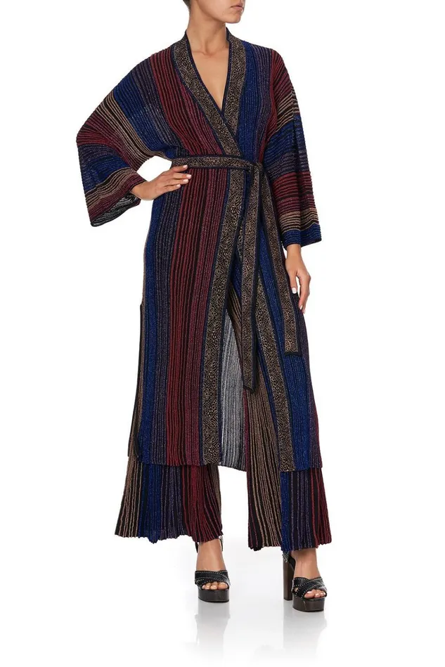 Camilla Knitwear Women Metallic Knit Cardi With Tie Folk River