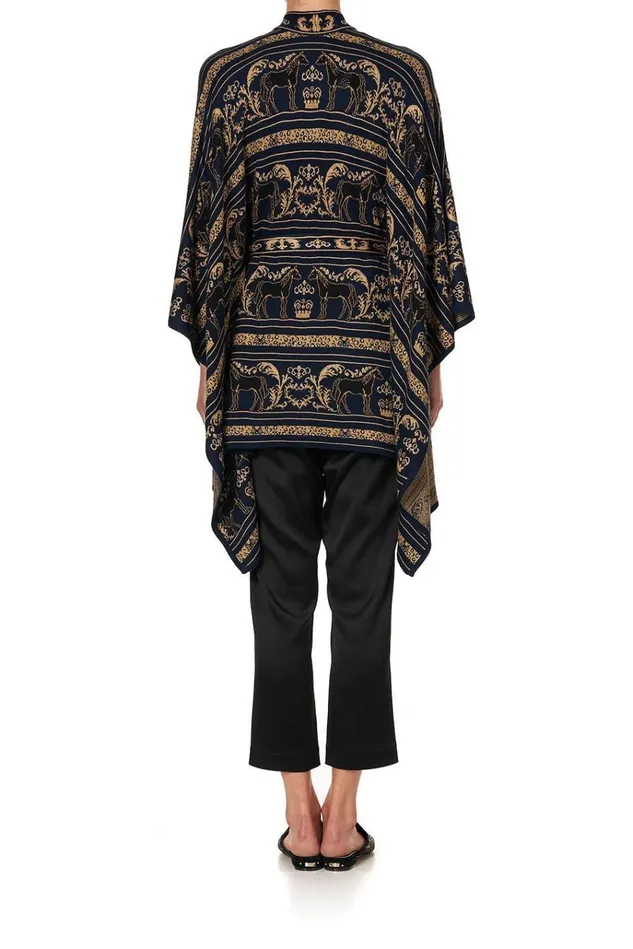 Camilla Knitwear Women Short Knit Poncho With Tie Punk Of Primrose