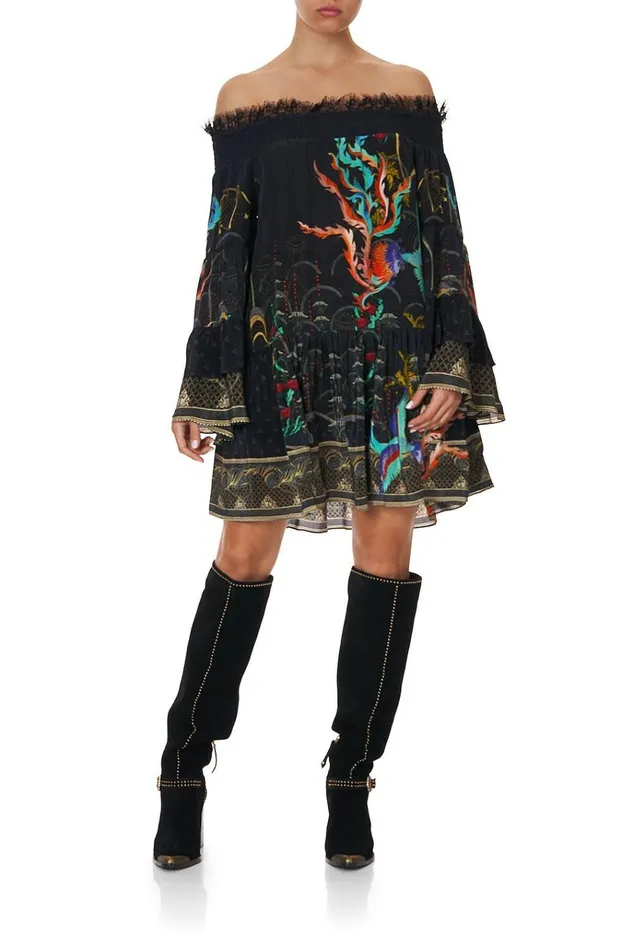 Camilla Mini Dresses Women Off Shoulder Dress With Smocking Wise Wings