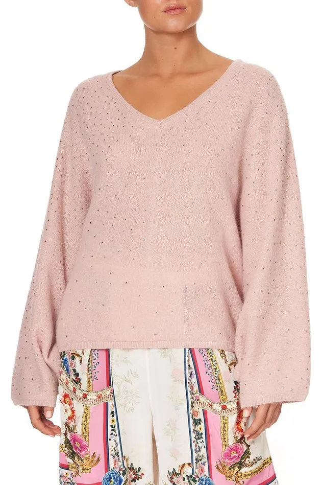 Camilla Modest Clothing Women Knit V Neck Jumper W Dolman Sleeve Party In The Palace