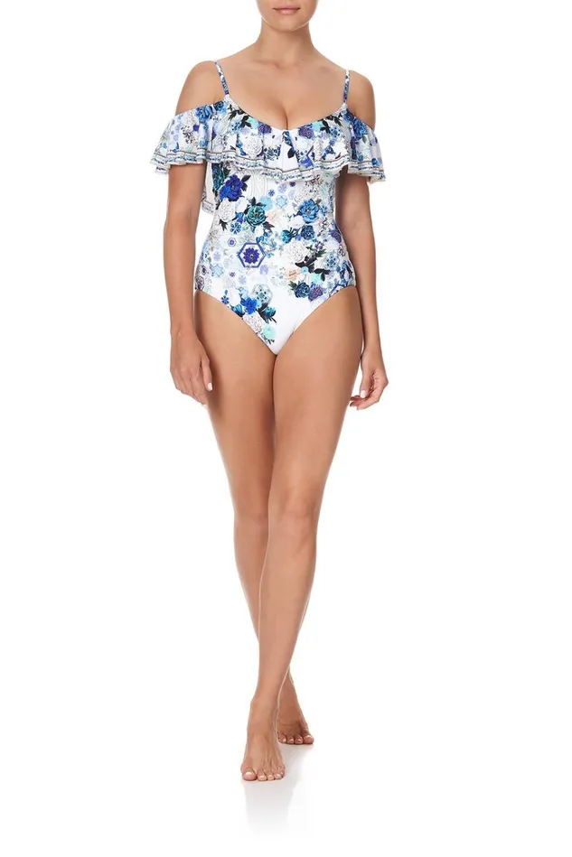 Camilla One Pieces Women Frill Over Shoulder One Piece White Side Of The Moon