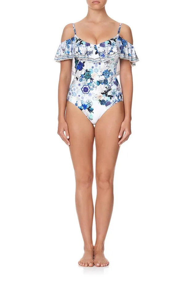 Camilla One Pieces Women Frill Over Shoulder One Piece White Side Of The Moon