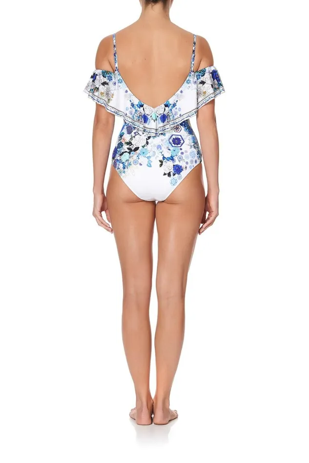 Camilla One Pieces Women Frill Over Shoulder One Piece White Side Of The Moon