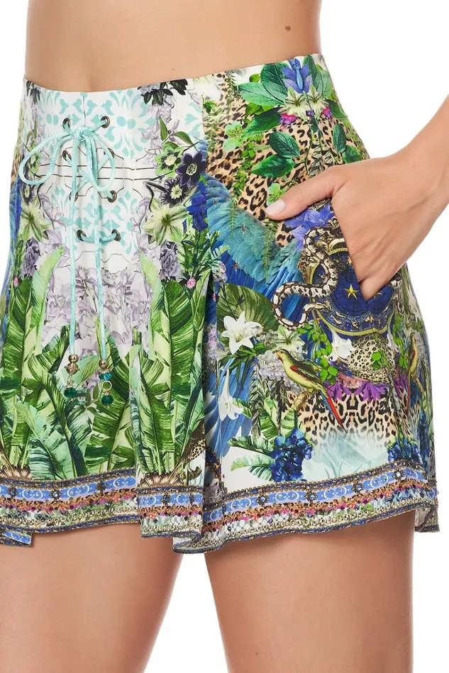 Camilla Shorts Women Lace Up Front Shorts Moon Garden