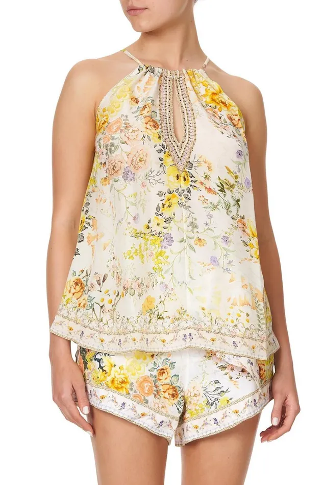 Camilla Tops Women Flared Cami W Neck Tie In The Hills Of Tuscany