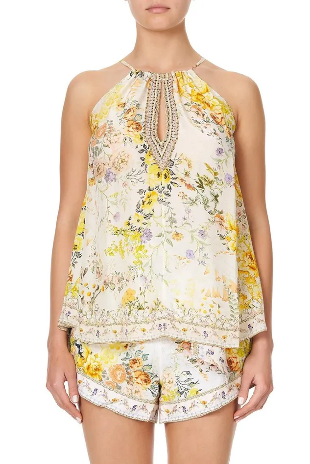 Camilla Tops Women Flared Cami W Neck Tie In The Hills Of Tuscany