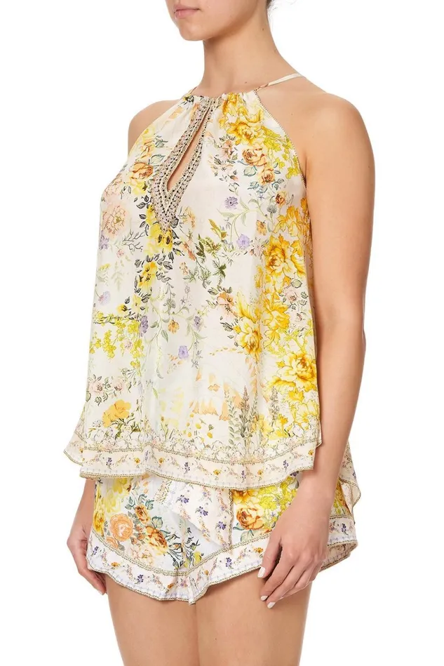 Camilla Tops Women Flared Cami W Neck Tie In The Hills Of Tuscany