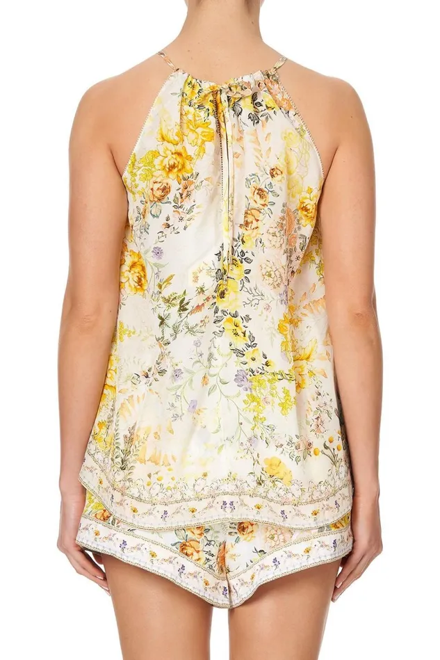 Camilla Tops Women Flared Cami W Neck Tie In The Hills Of Tuscany