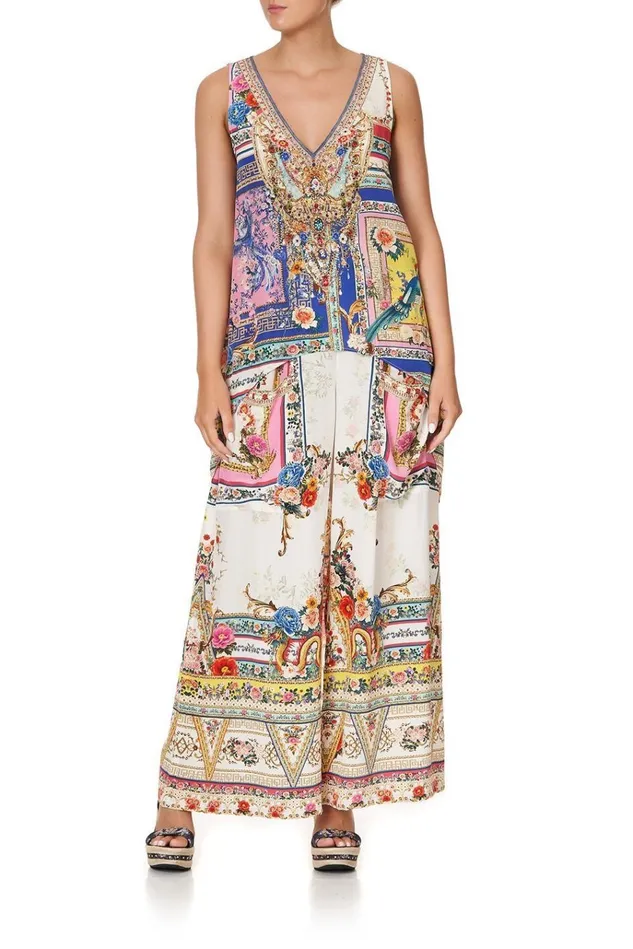 Camilla Tops Women High Low Cross Overlay Top Party In The Palace