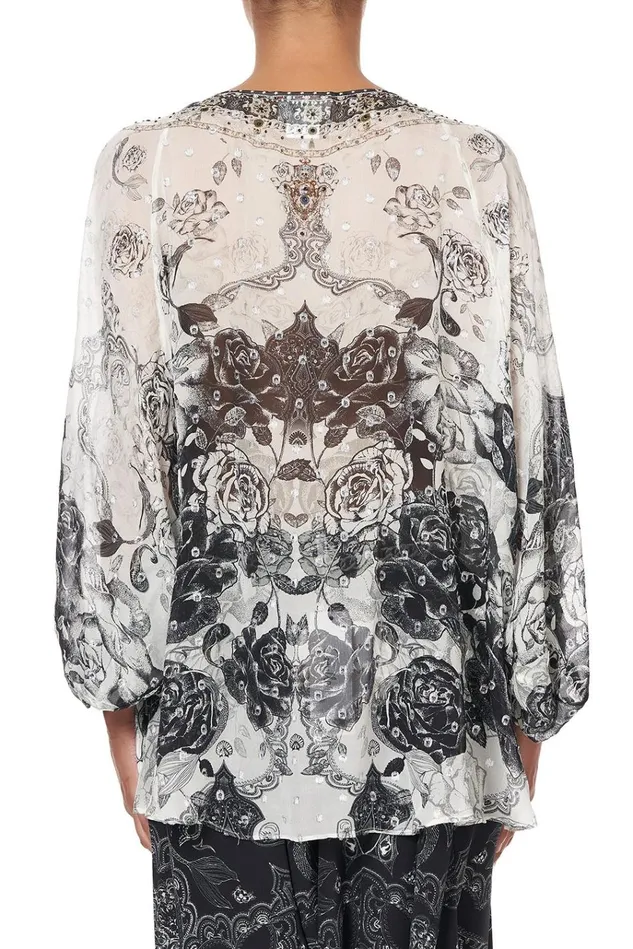 Camilla Tops Women Raglan Sleeve Blouse With Cuff Midnight Pearl