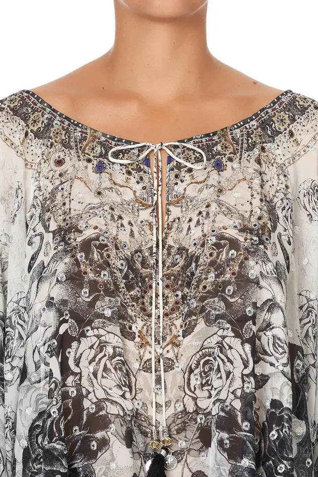 Camilla Tops Women Raglan Sleeve Blouse With Cuff Midnight Pearl