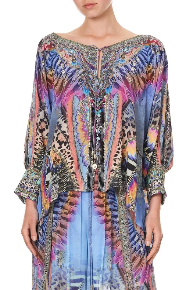Camilla Tops Women Raglan Sleeve Button Up Top Love On The Wing