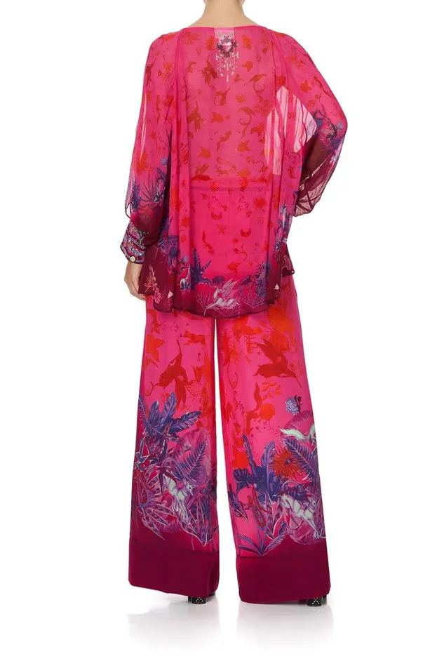 Camilla Tops Women Raglan Sleeve Button Up Top Tropic Of Neon