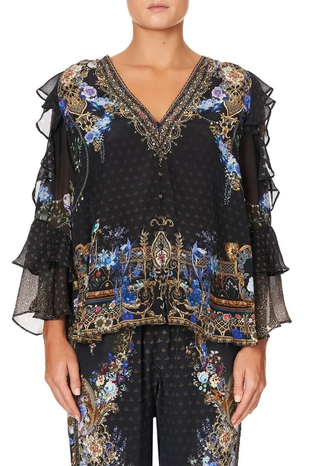 Camilla Tops Women Ruffle Cold Shoulder Blouse Palace Playhouse