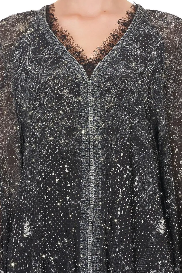 Camilla Tops Women V Neck Blouse With Neckband Midnight Pearl
