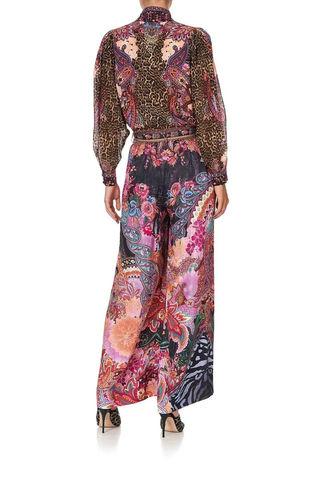 Camilla Trousers and Leggings Women Paperbag Waist Wide Leg Pant Swinging Sixties