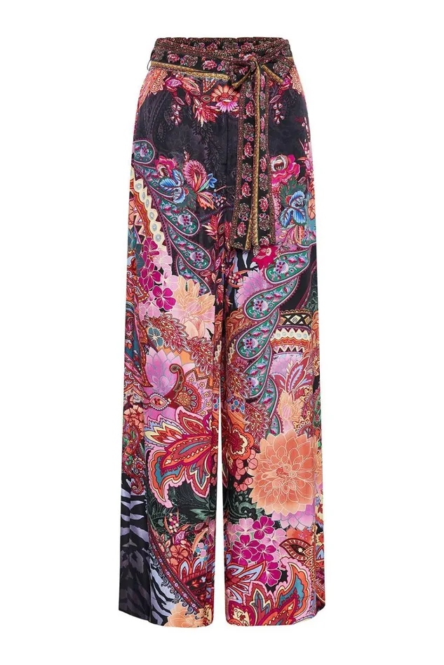 Camilla Trousers and Leggings Women Paperbag Waist Wide Leg Pant Swinging Sixties