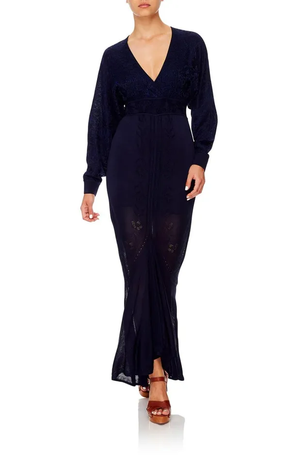 Camilla Wedding Guest Dresses Women Pointelle Knit Dress Midnight Meeting