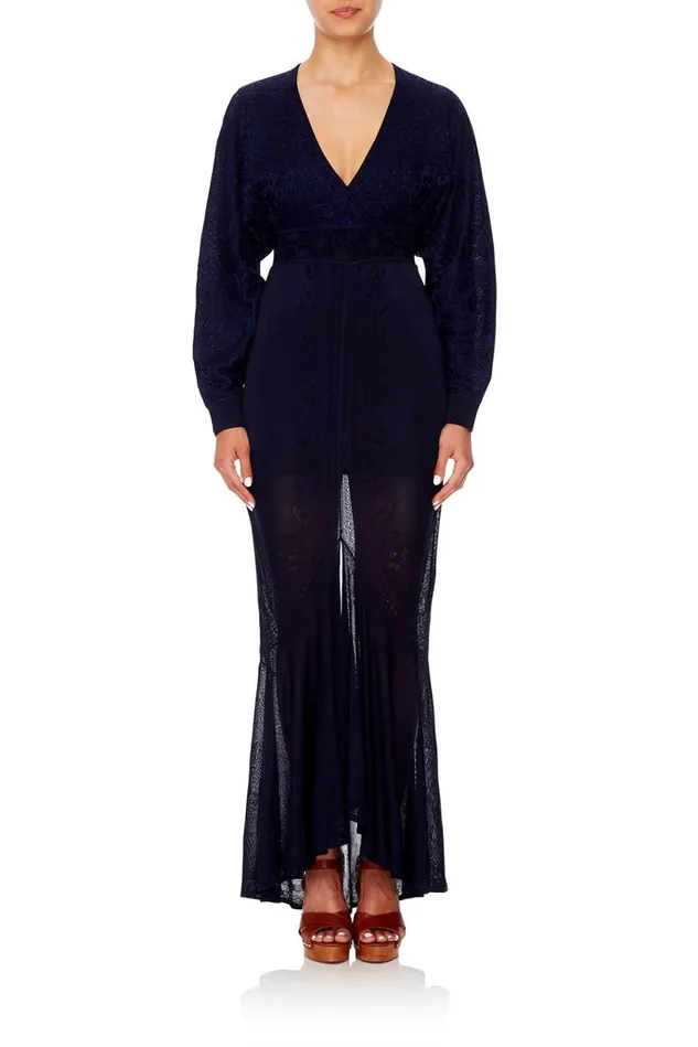 Camilla Wedding Guest Dresses Women Pointelle Knit Dress Midnight Meeting