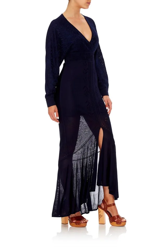 Camilla Wedding Guest Dresses Women Pointelle Knit Dress Midnight Meeting