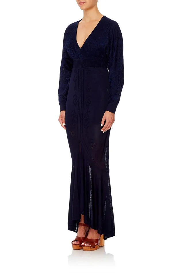 Camilla Wedding Guest Dresses Women Pointelle Knit Dress Midnight Meeting