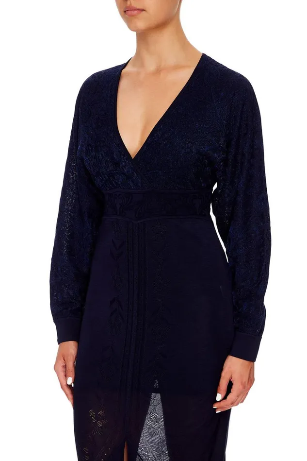 Camilla Wedding Guest Dresses Women Pointelle Knit Dress Midnight Meeting