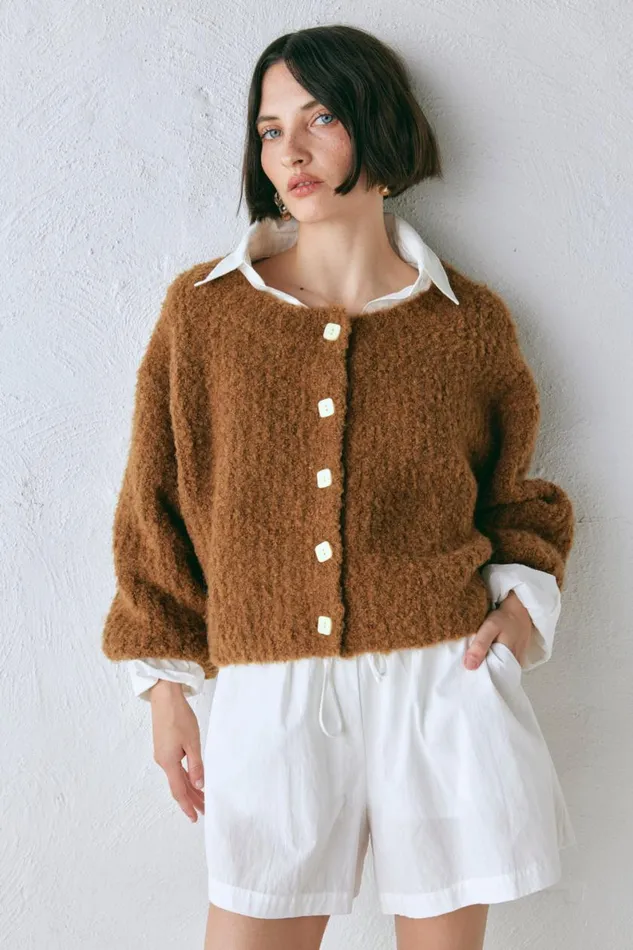 Cardigans Women VRG GRL Elsie Knit Cardigan Copper