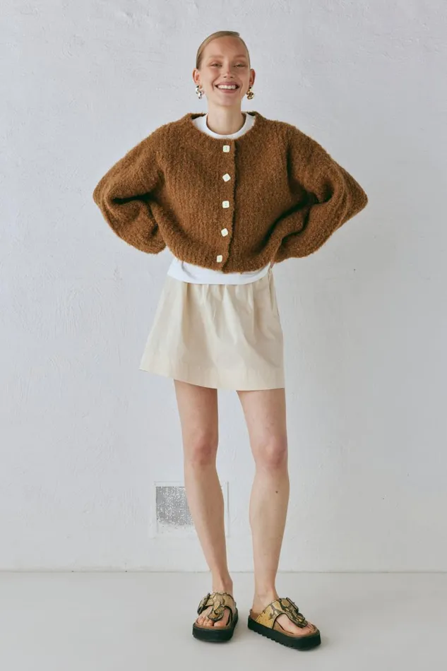 Cardigans Women VRG GRL Elsie Knit Cardigan Copper Cardigans Women VRG GRL Elsie Knit Cardigan Copper