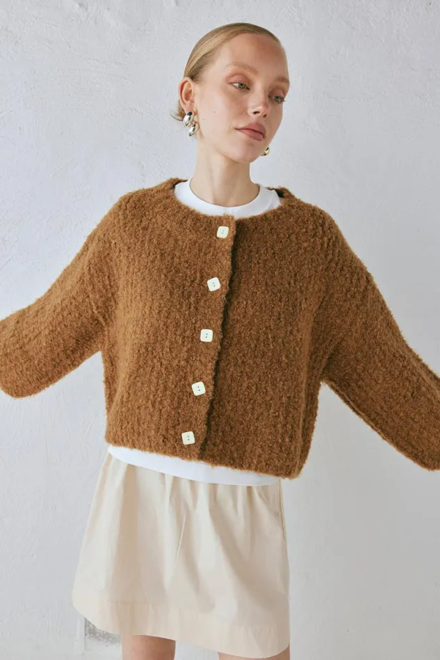 Cardigans Women VRG GRL Elsie Knit Cardigan Copper Cardigans Women VRG GRL Elsie Knit Cardigan Copper