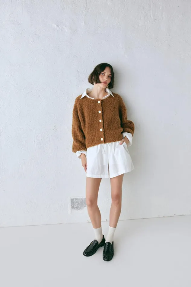 Cardigans Women VRG GRL Elsie Knit Cardigan Copper Cardigans Women VRG GRL Elsie Knit Cardigan Copper