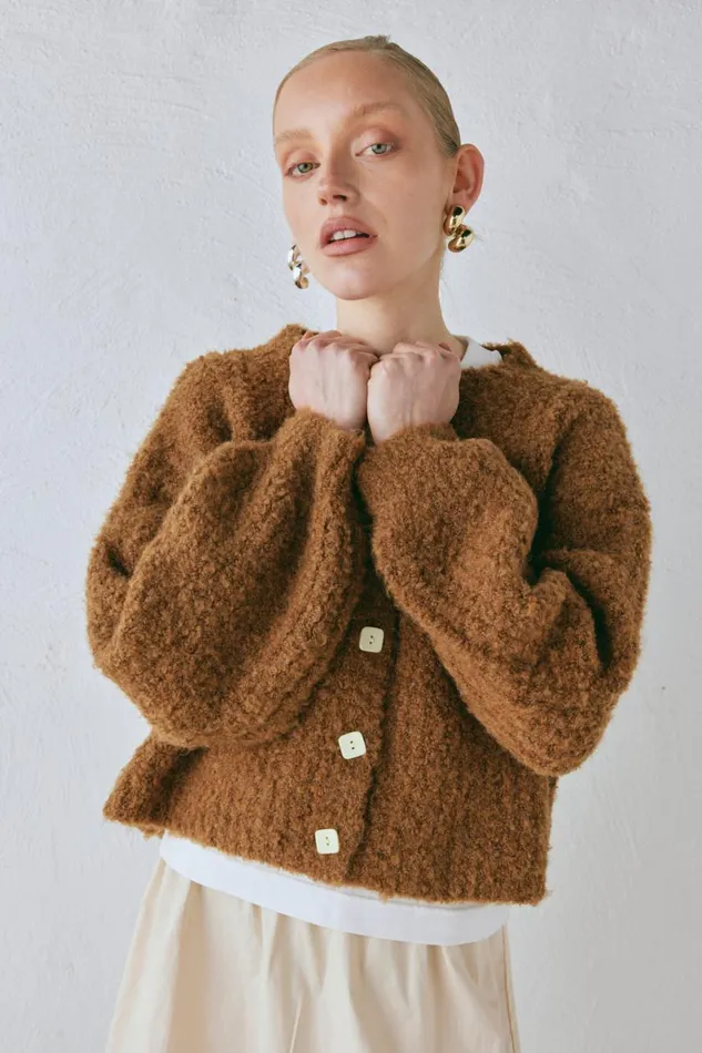 Cardigans Women VRG GRL Elsie Knit Cardigan Copper Cardigans Women VRG GRL Elsie Knit Cardigan Copper