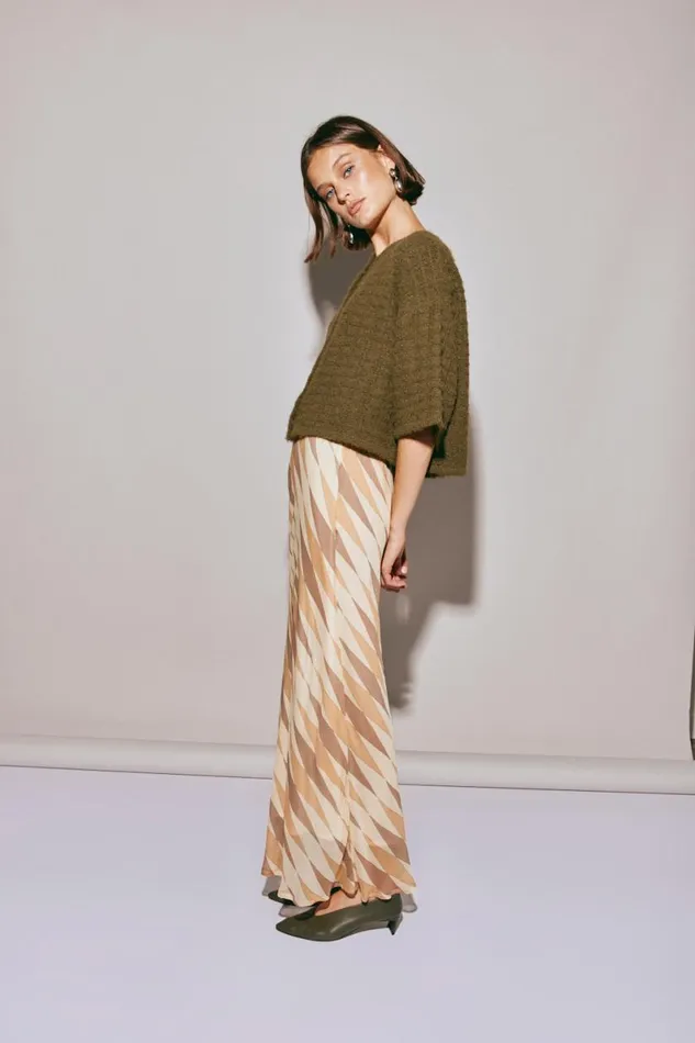 Cardigans Women VRG GRL Hailey Knit Cardigan Khaki Cardigans Women VRG GRL Hailey Knit Cardigan Khaki