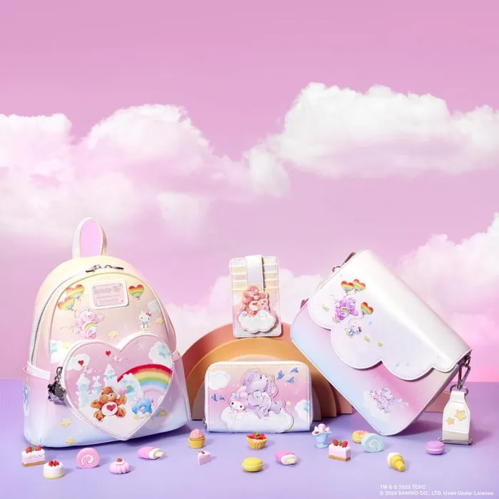 Care Bears X Sanrio Exclusive Hello Kitty and Friends CareALot Zip Around Wallet Unisex Loungefly Bags and Wallets Care Bears X Sanrio Exclusive Hello Kitty and Friends CareALot Zip Around Wallet Unisex Loungefly Bags and Wallets