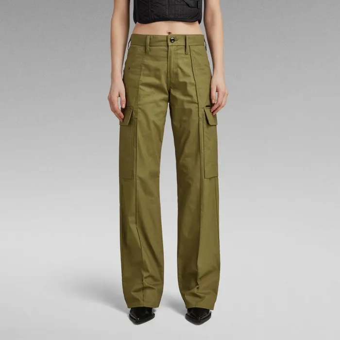 Cargos and Chinos Women GStar RAW Judee Low Waist Loose Pants Dark Olive