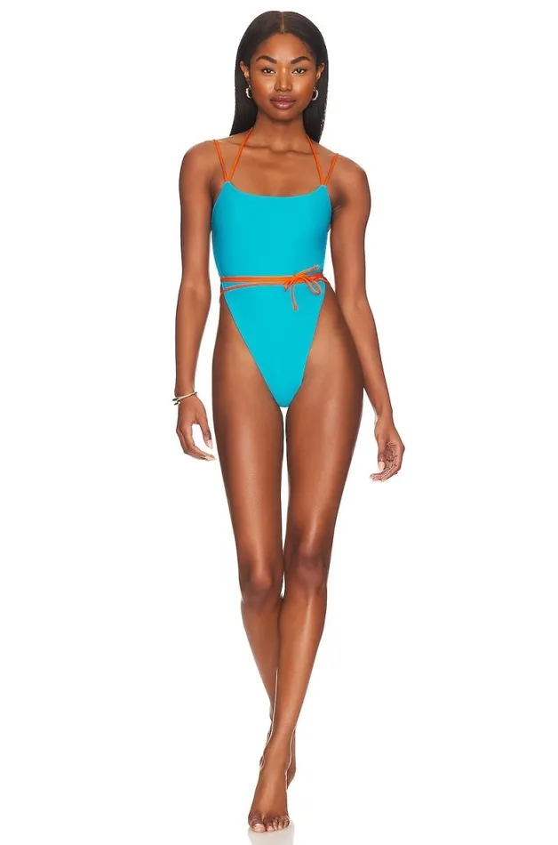 Caribbean Vibes One Piece Blue and Orange Women Lovers and Friends Swimsuits and CoverUps