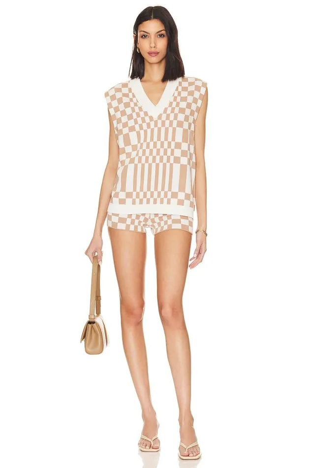 Carice Checkered Shorts Nude and White Women Lovers and Friends Shorts