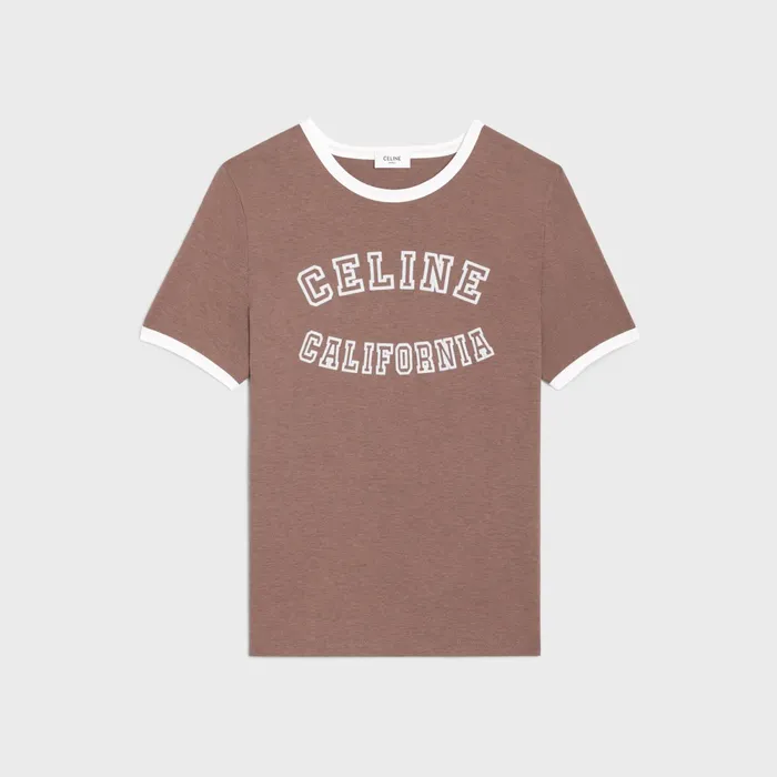 Celine California 70039S TShirt In Cotton Jersey Vintage Brown Melange Off Wh Women CELINE TSHIRTS AND SWEATSHIRTS Celine California 70039S TShirt In Cotton Jersey Vintage Brown Melange Off Wh Women CELINE TSHIRTS AND SWEATSHIRTS