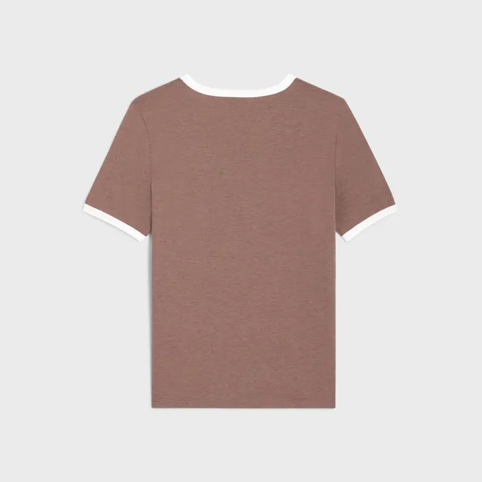 Celine California 70039S TShirt In Cotton Jersey Vintage Brown Melange Off Wh Women CELINE TSHIRTS AND SWEATSHIRTS