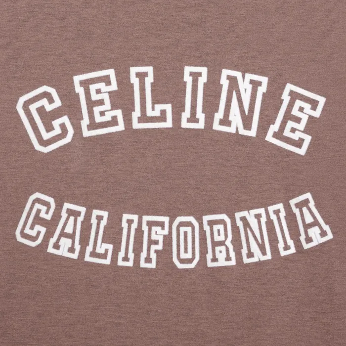 Celine California 70039S TShirt In Cotton Jersey Vintage Brown Melange Off Wh Women CELINE TSHIRTS AND SWEATSHIRTS