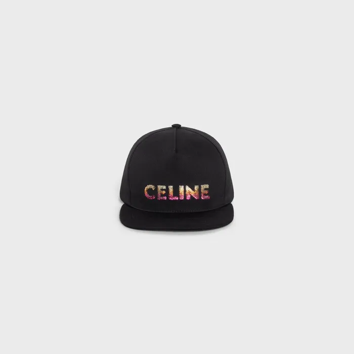Celine Embroidered Cap In Cotton Black Men CELINE HATS AND SOFT ACCESSORIES