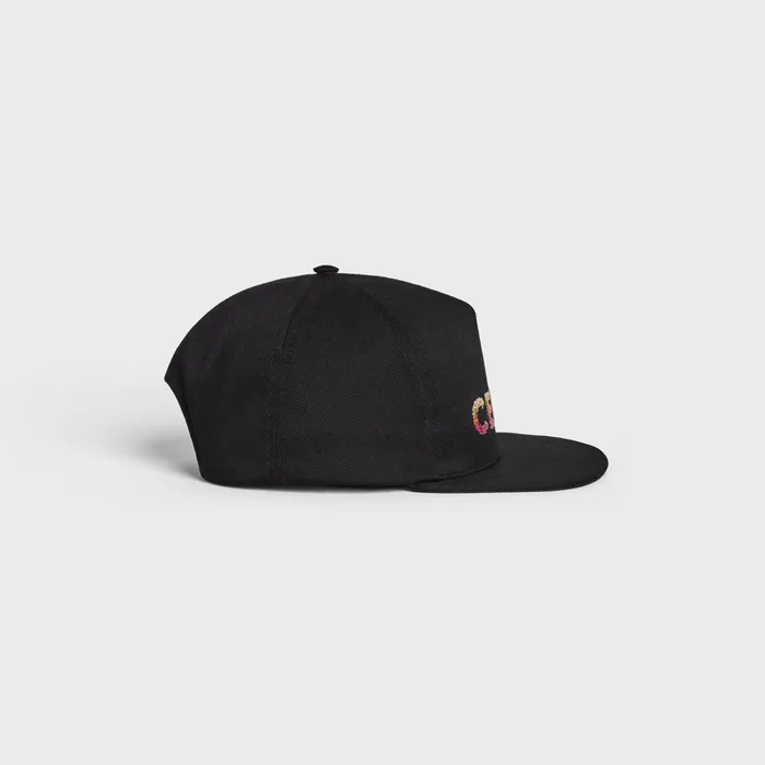Celine Embroidered Cap In Cotton Black Men CELINE HATS AND SOFT ACCESSORIES